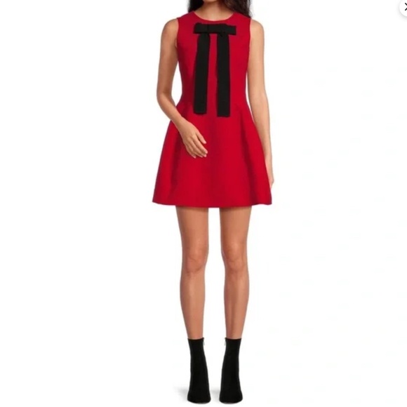 A LOVES A Red Mini Dress with Black Bow - Picture 3 of 3